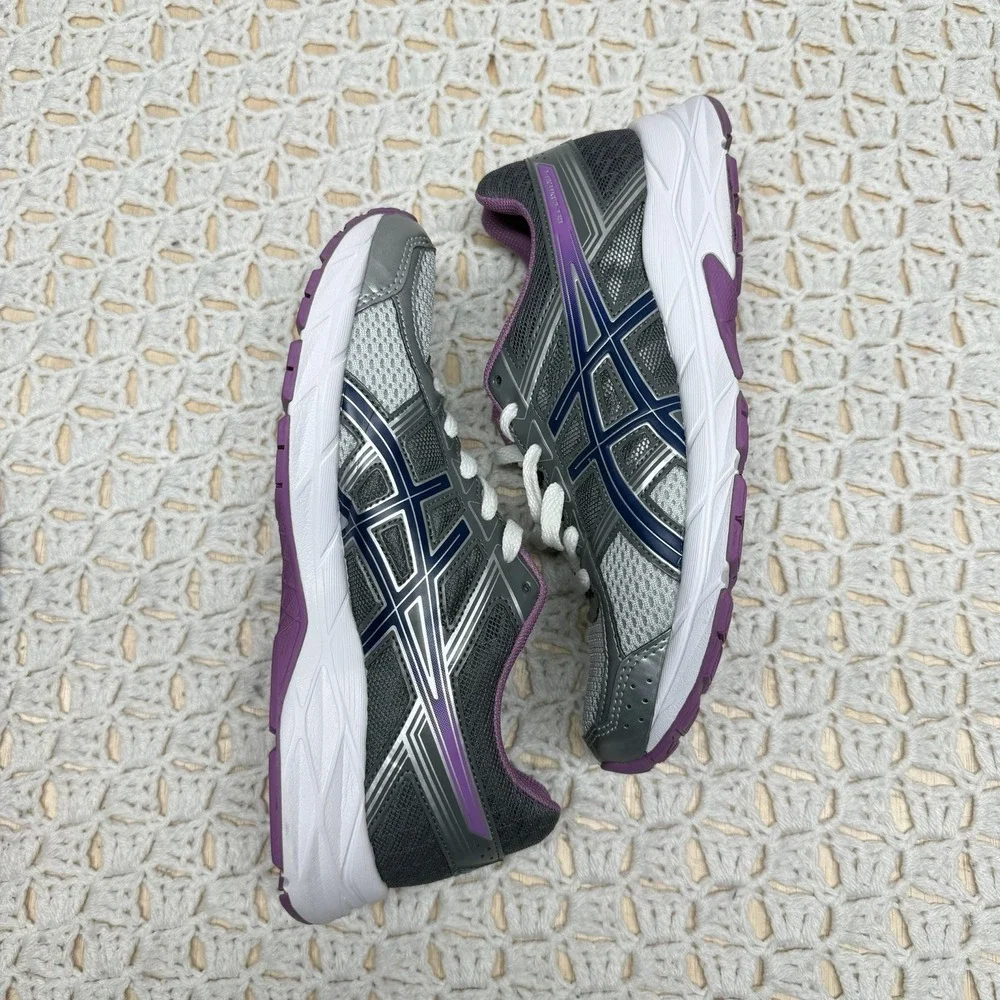 Asics Womens Running Shoes Sneakers Size 7.5 Gray Gel Contend 4 T765N